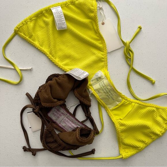 NWT Good American 3 Piece Bikini Set 2 Tiny Tie Bottoms & Triangle Top - Picture 6 of 7